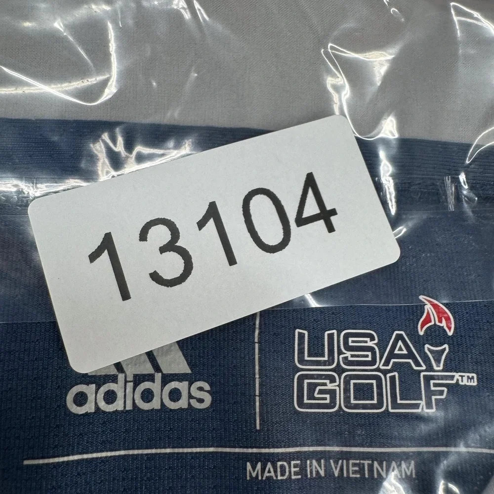 Adidas USA Golf Polo Shirt Mens 2XL Blue Solid Patriotic Performance Stretch Top